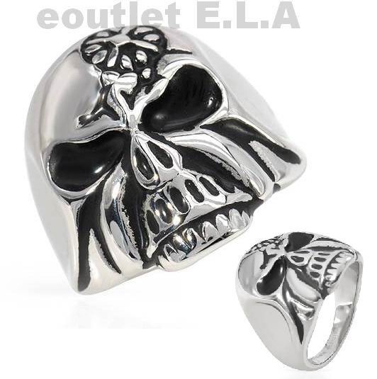 23mm WIDE SKULL SOLID STAINLESS STEEL MENS RING-sz12